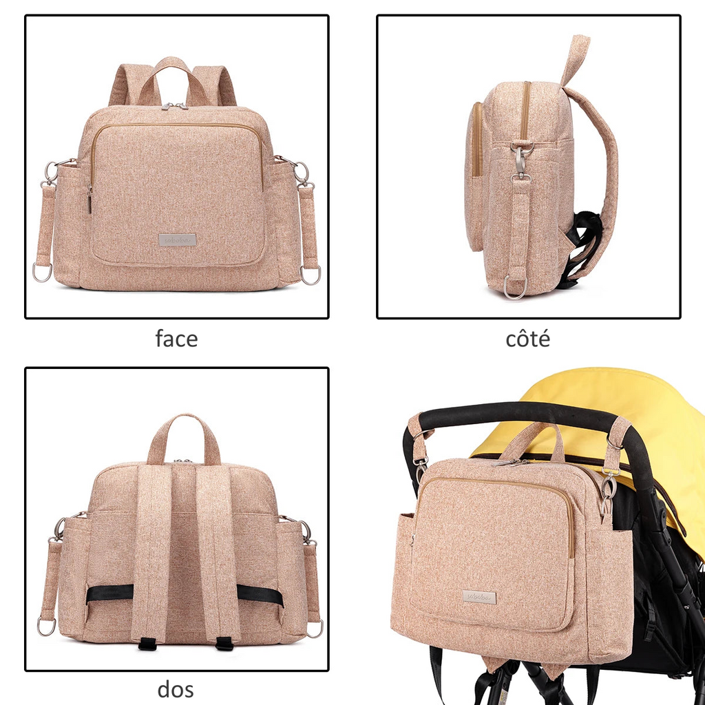 Sac à dos à langer léger avec sangles poussette