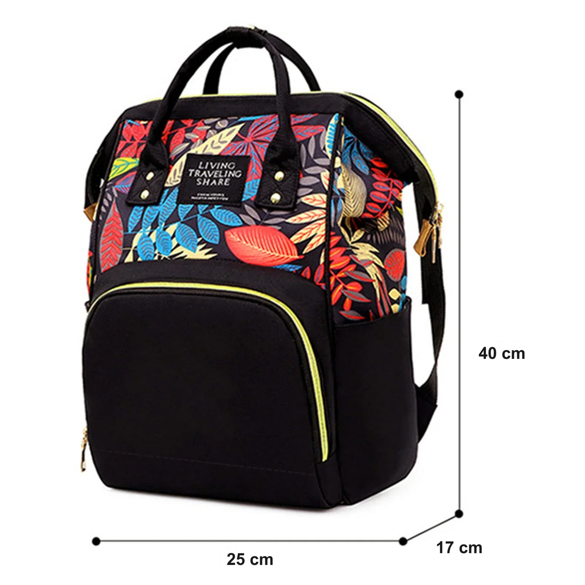 Sac à dos à langer motif feuillage