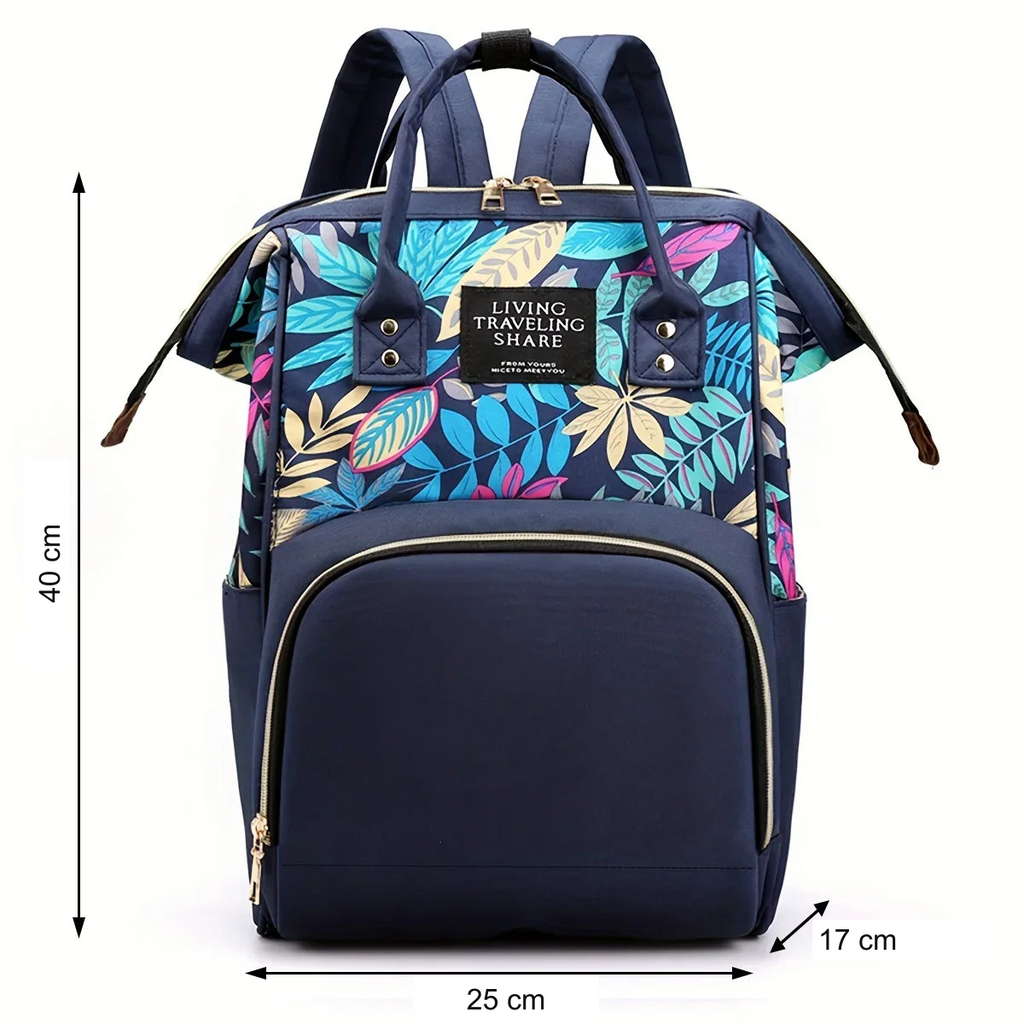 Sac à dos à langer motif feuillage