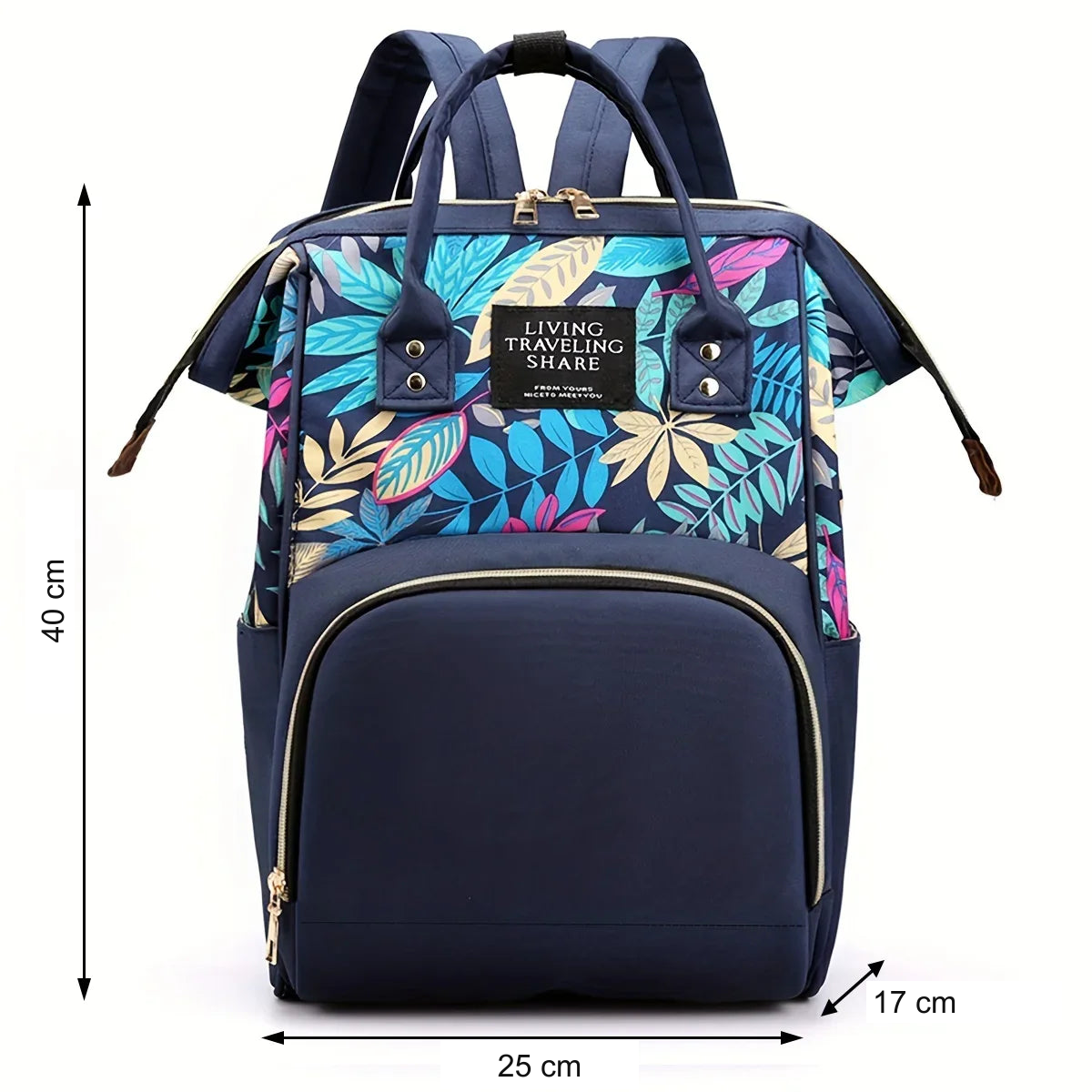 Sac à dos à langer motif feuillage