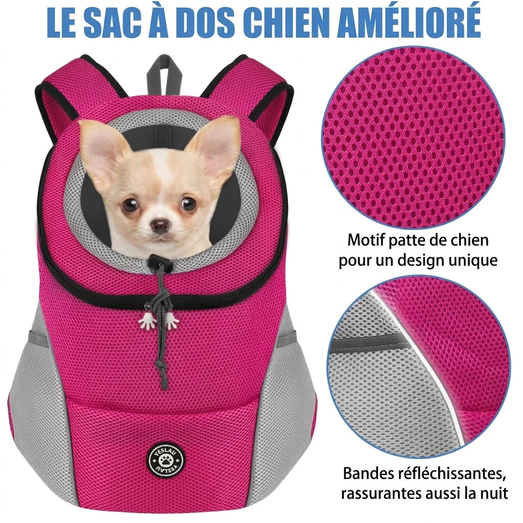 Sac à dos chien en mesh respirant, petites races 1 à 12 kg