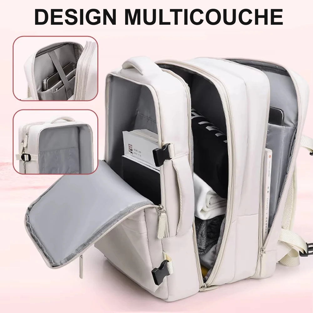 Sac à dos cabine femme 45x35x20 avec compartiment ordinateur