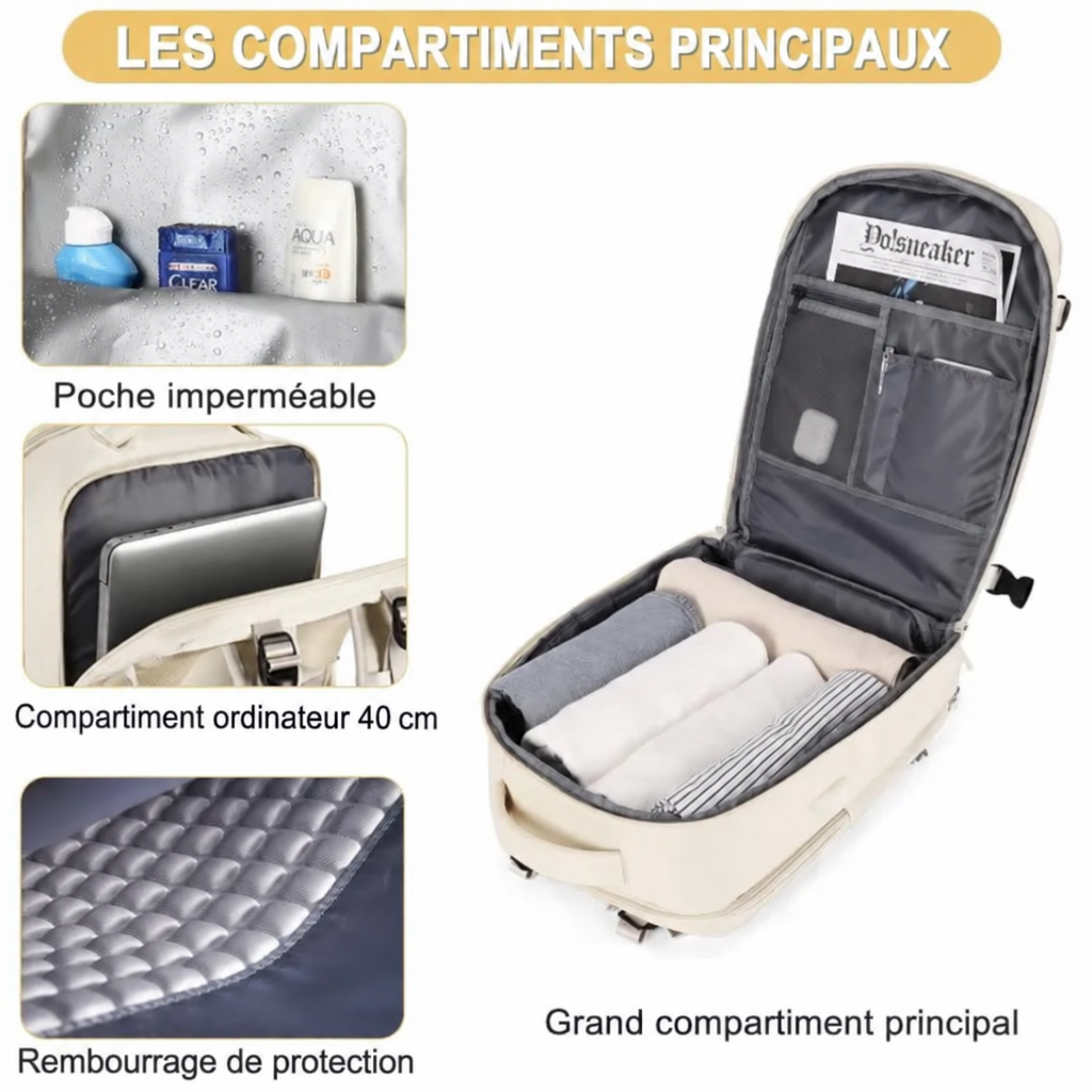 Sac à dos cabine 40x20x25 avec compartiment chaussures