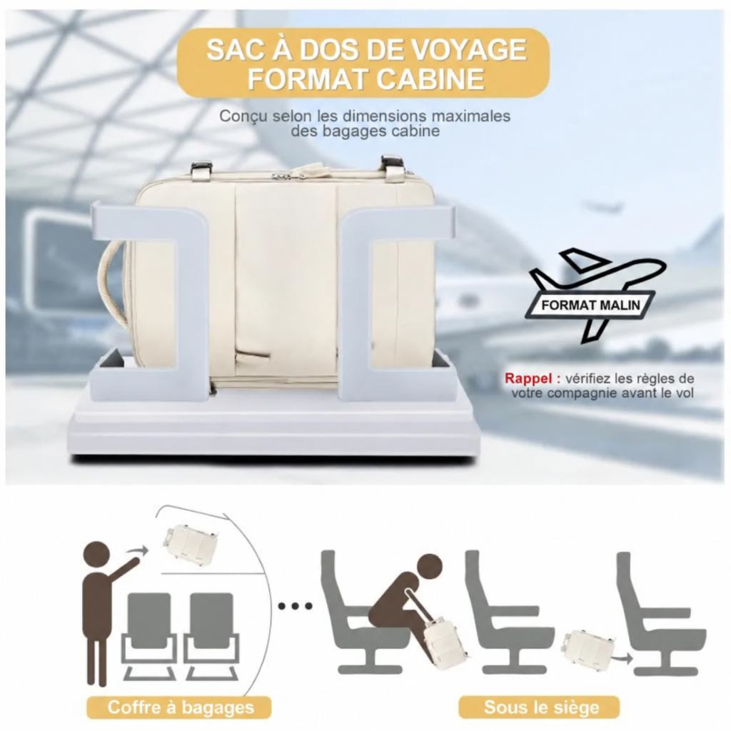 Sac à dos cabine 40x20x25 avec compartiment chaussures