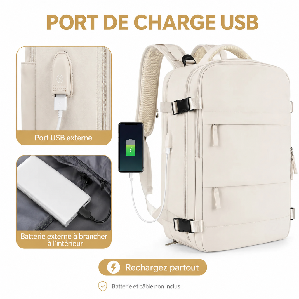 Sac à dos cabine 40x20x25 avec compartiment chaussures