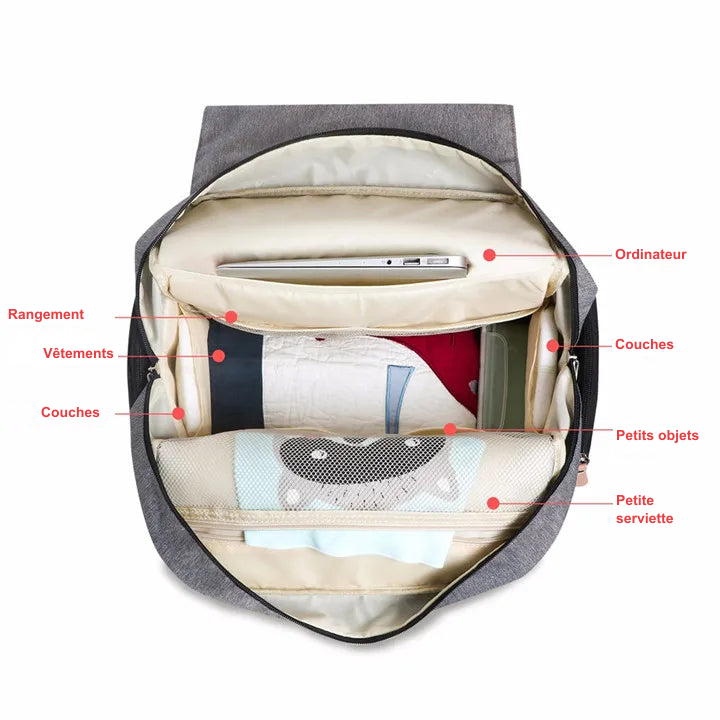 Sac à dos à langer grande capacité