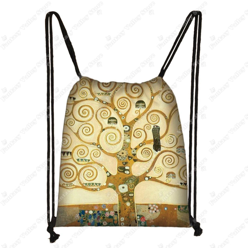 Sac à dos cordon toile motifs tableaux célèbres