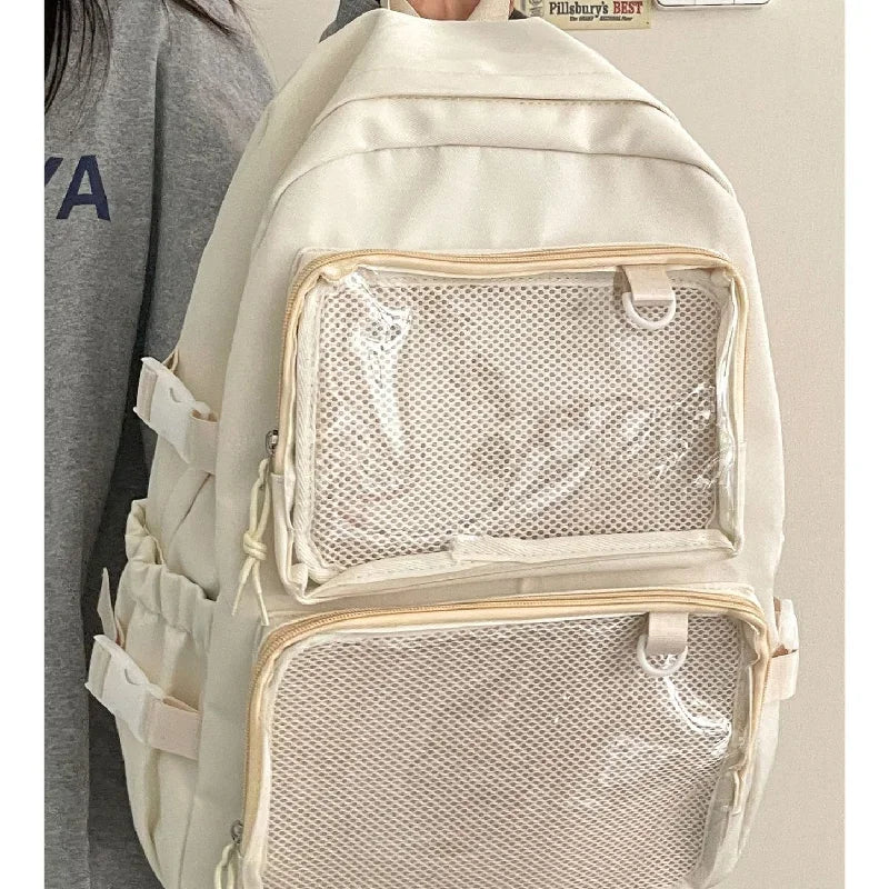 Sac à dos femme à poches frontales transparentes