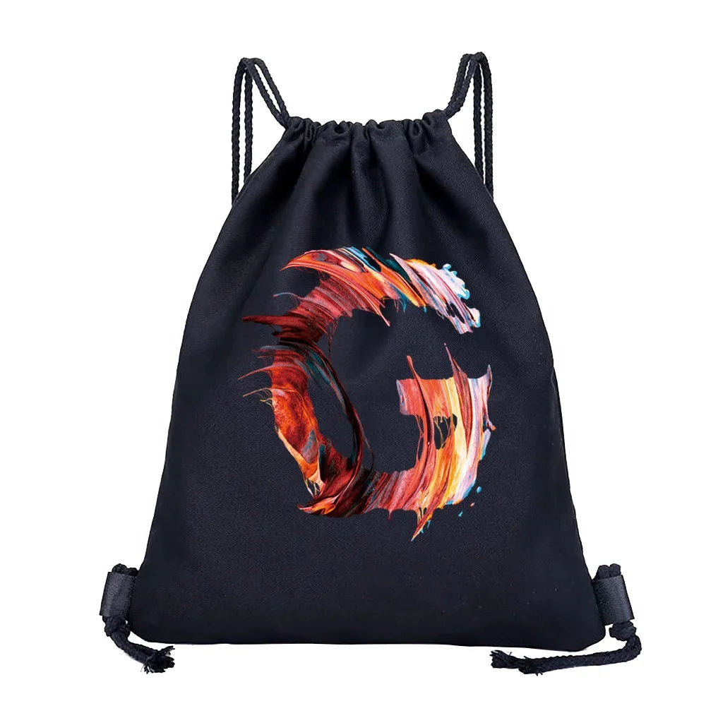 Sac à dos cordon de serrage à motif lettre colorée