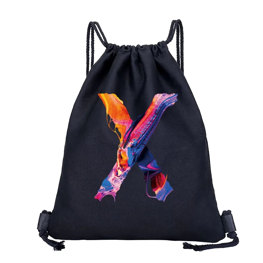 Sac à dos cordon de serrage à motif lettre colorée