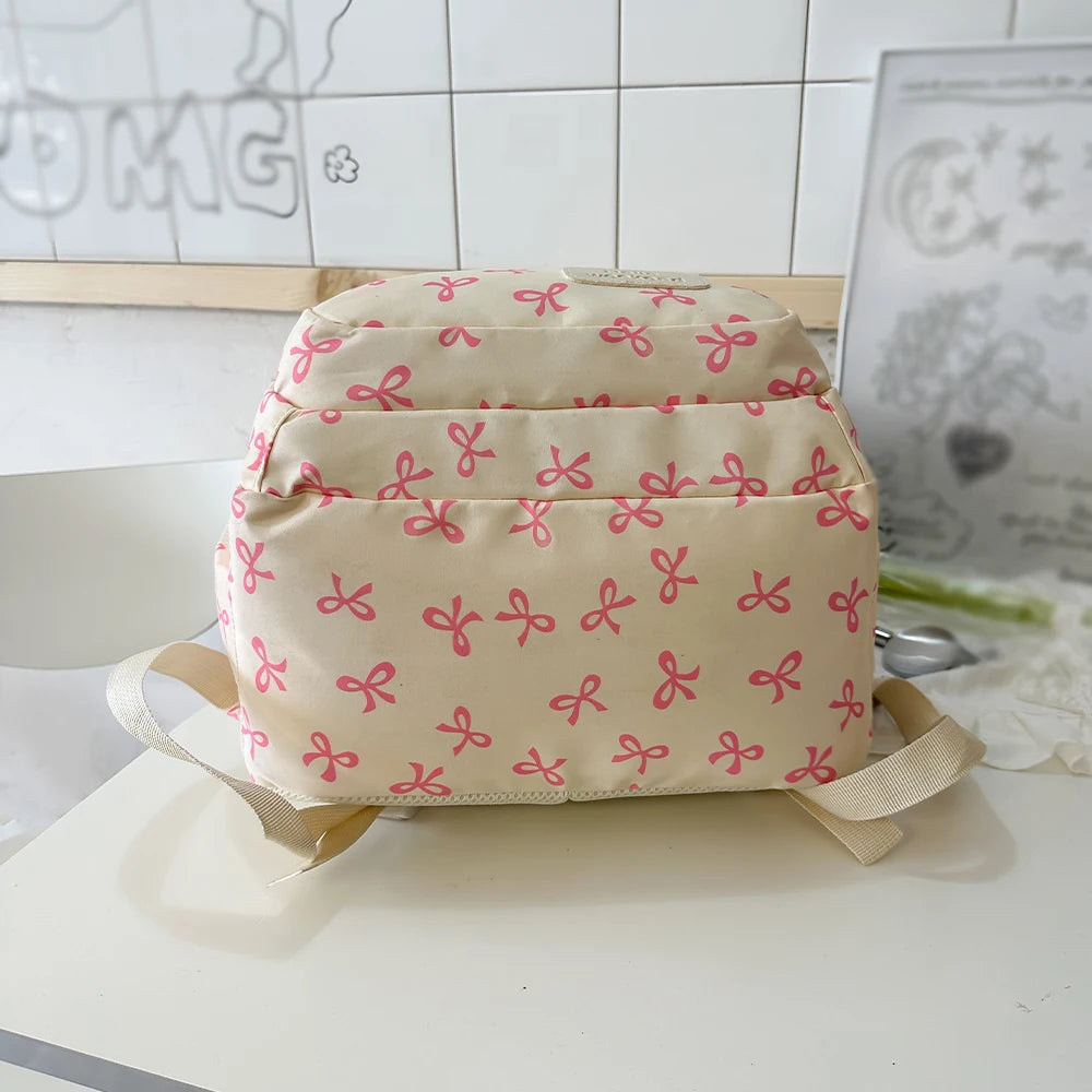Sac à dos scolaire motif noeuds avec sacoche et trousse