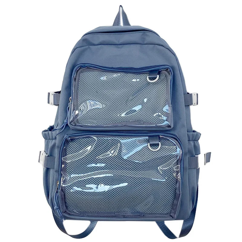 Sac à dos femme à poches frontales transparentes