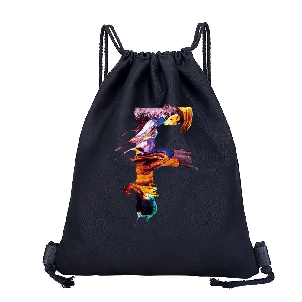 Sac à dos cordon de serrage à motif lettre colorée