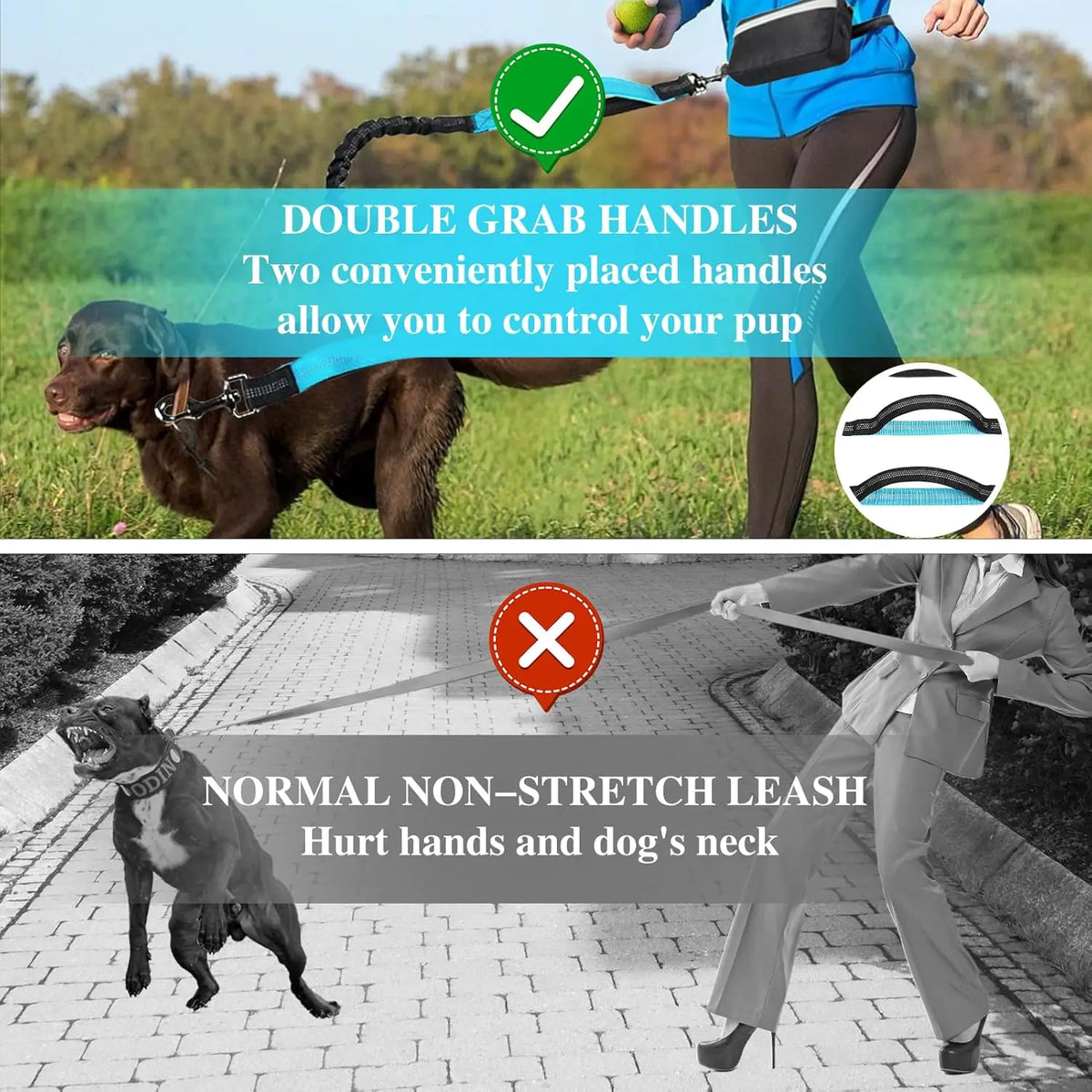 Laisse mains libres pour chien avec ceinture et pochette