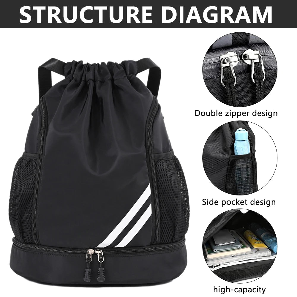Sac à dos sport à cordon avec compartiment chaussures séparé