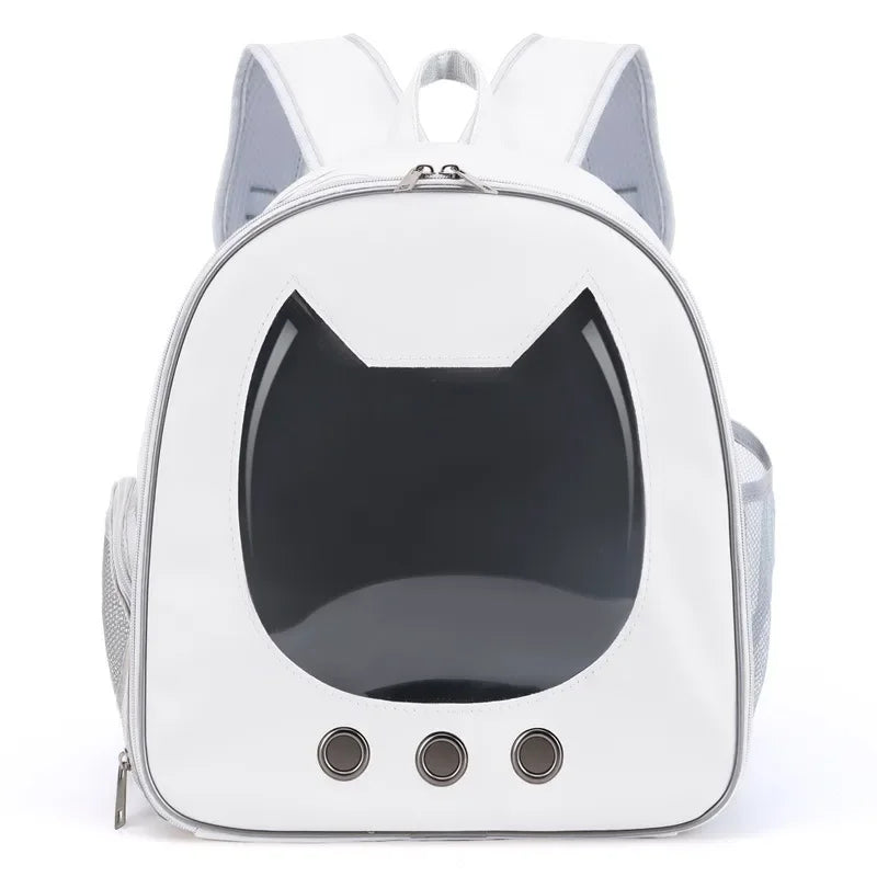 Sac à dos chat en similicuir avec fenêtre tête de chat