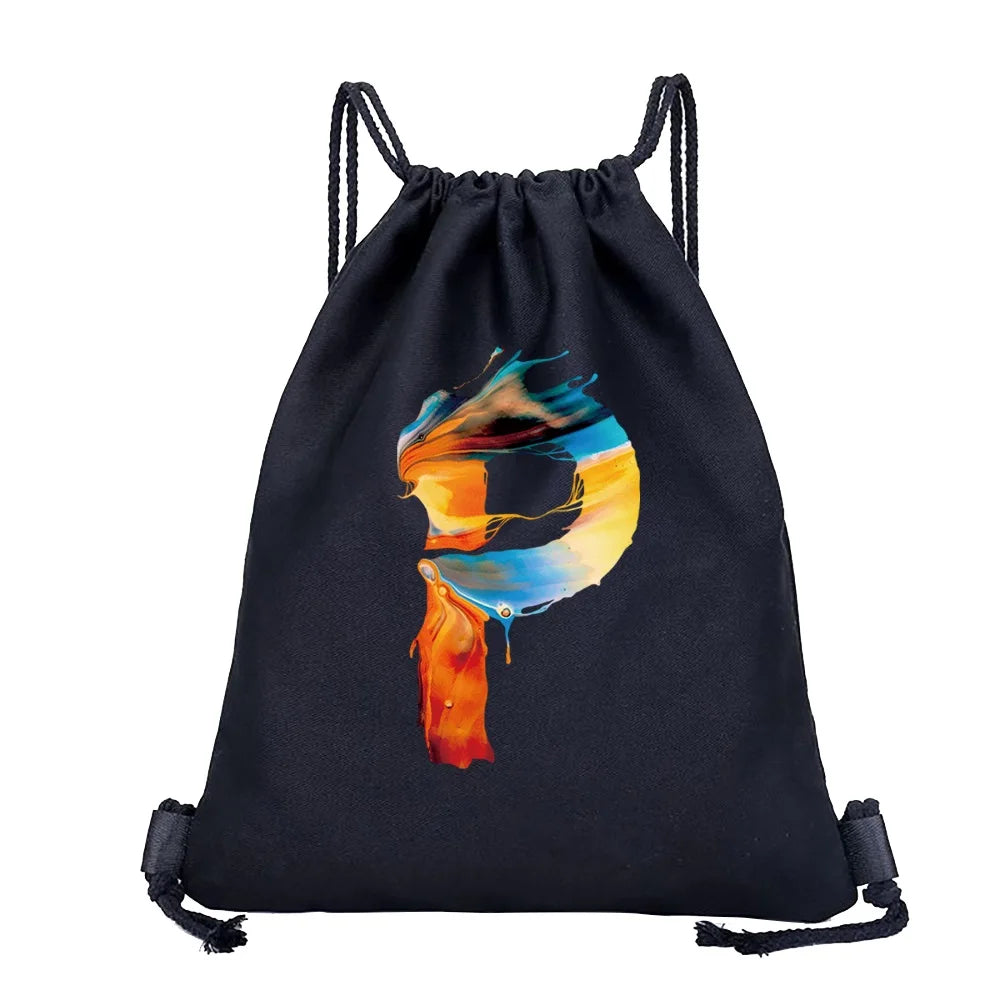 Sac à dos cordon de serrage à motif lettre colorée