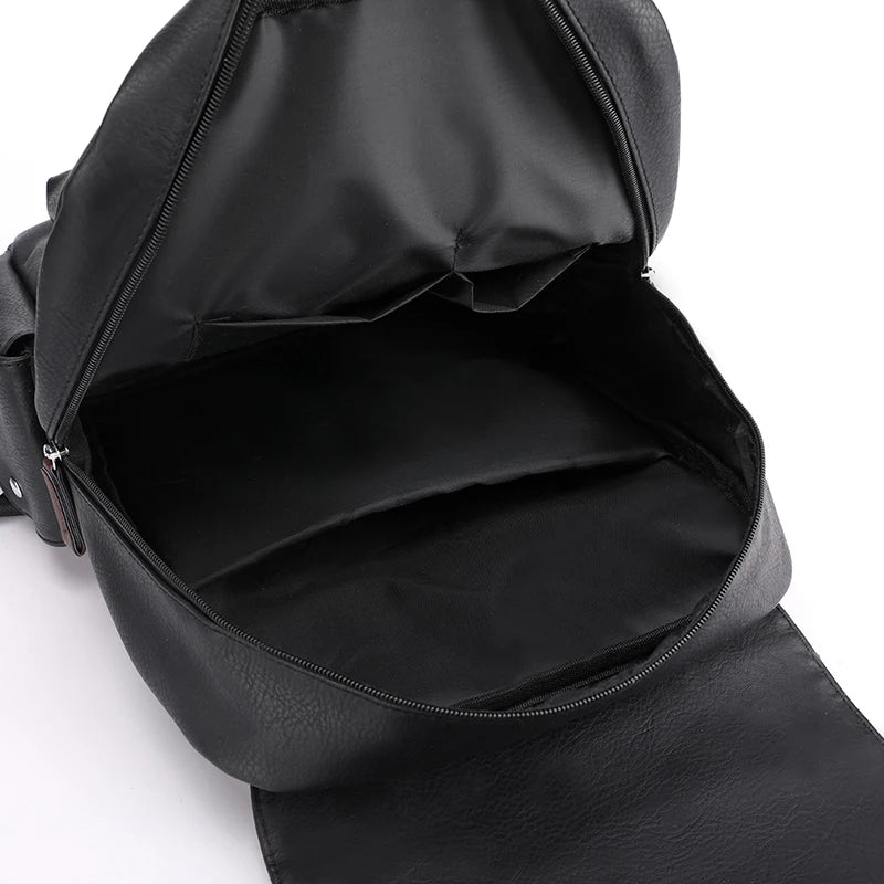 Sac à dos homme en similicuir à rabat boucles