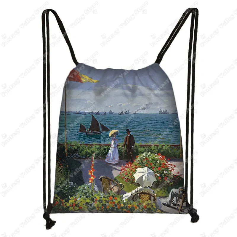 Sac à dos cordon toile motifs tableaux célèbres
