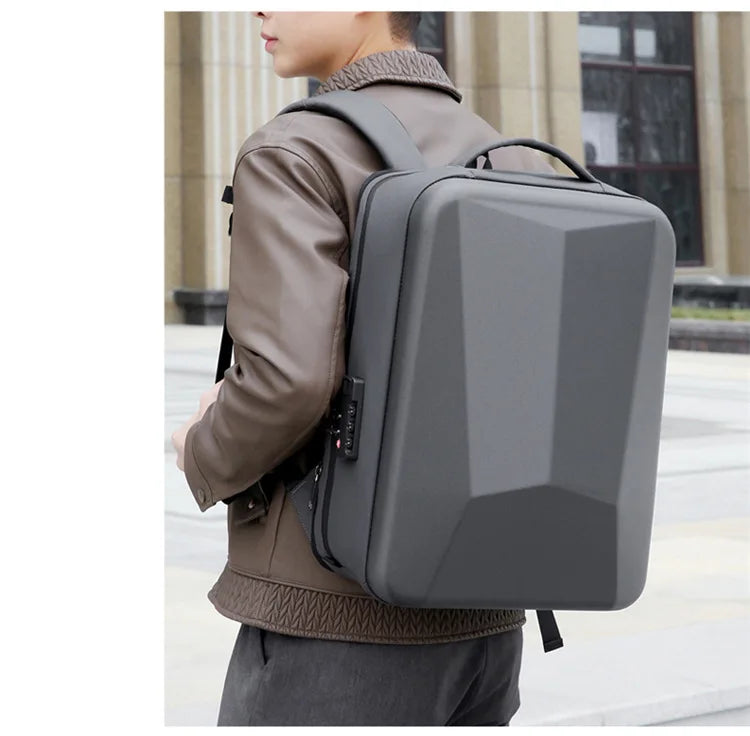 Sac à dos homme coque rigide anti-vol avec port USB