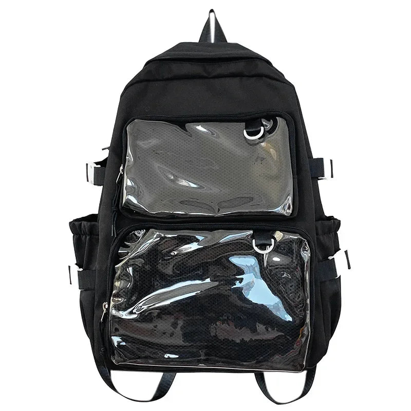 Sac à dos femme à poches frontales transparentes