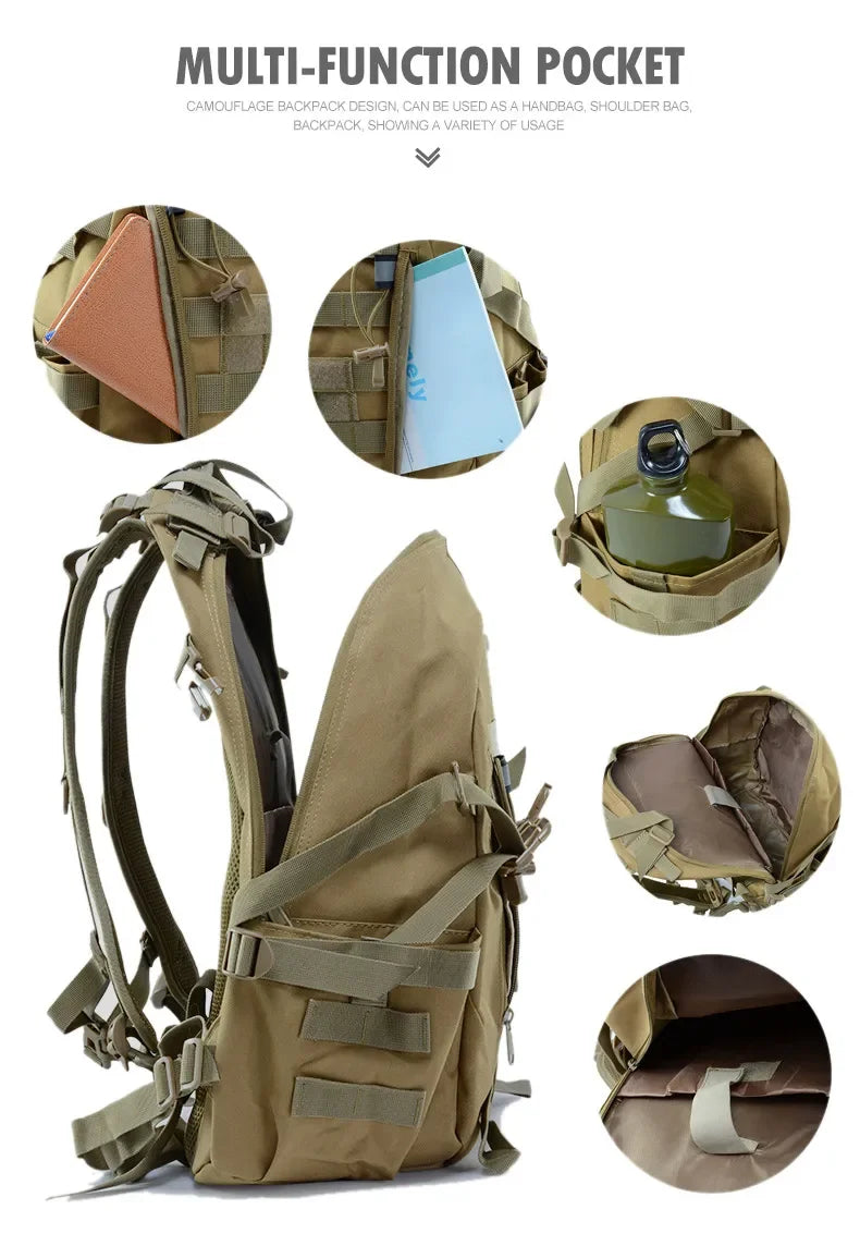 Sac à dos militaire 40L en nylon avec sangles molle