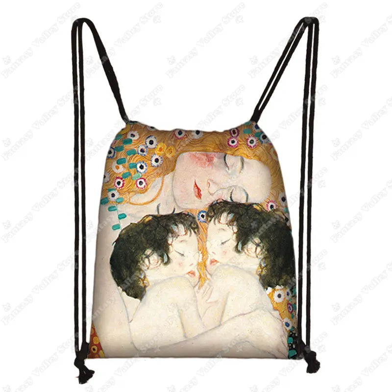 Sac à dos cordon toile motifs tableaux célèbres