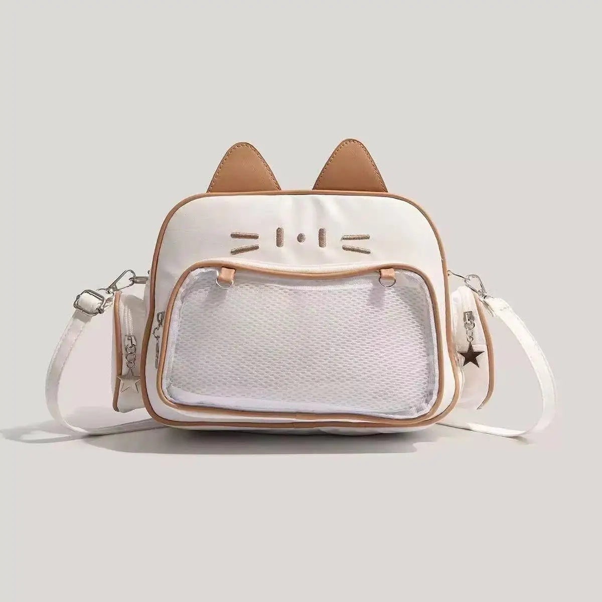 Sac à dos femme chat en similicuir brodé