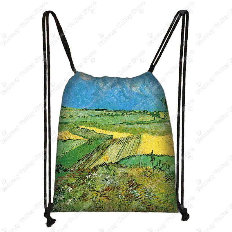 Sac à dos cordon toile motifs tableaux célèbres