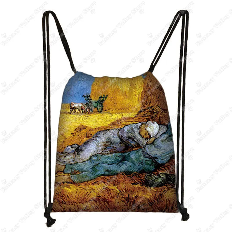 Sac à dos cordon toile motifs tableaux célèbres