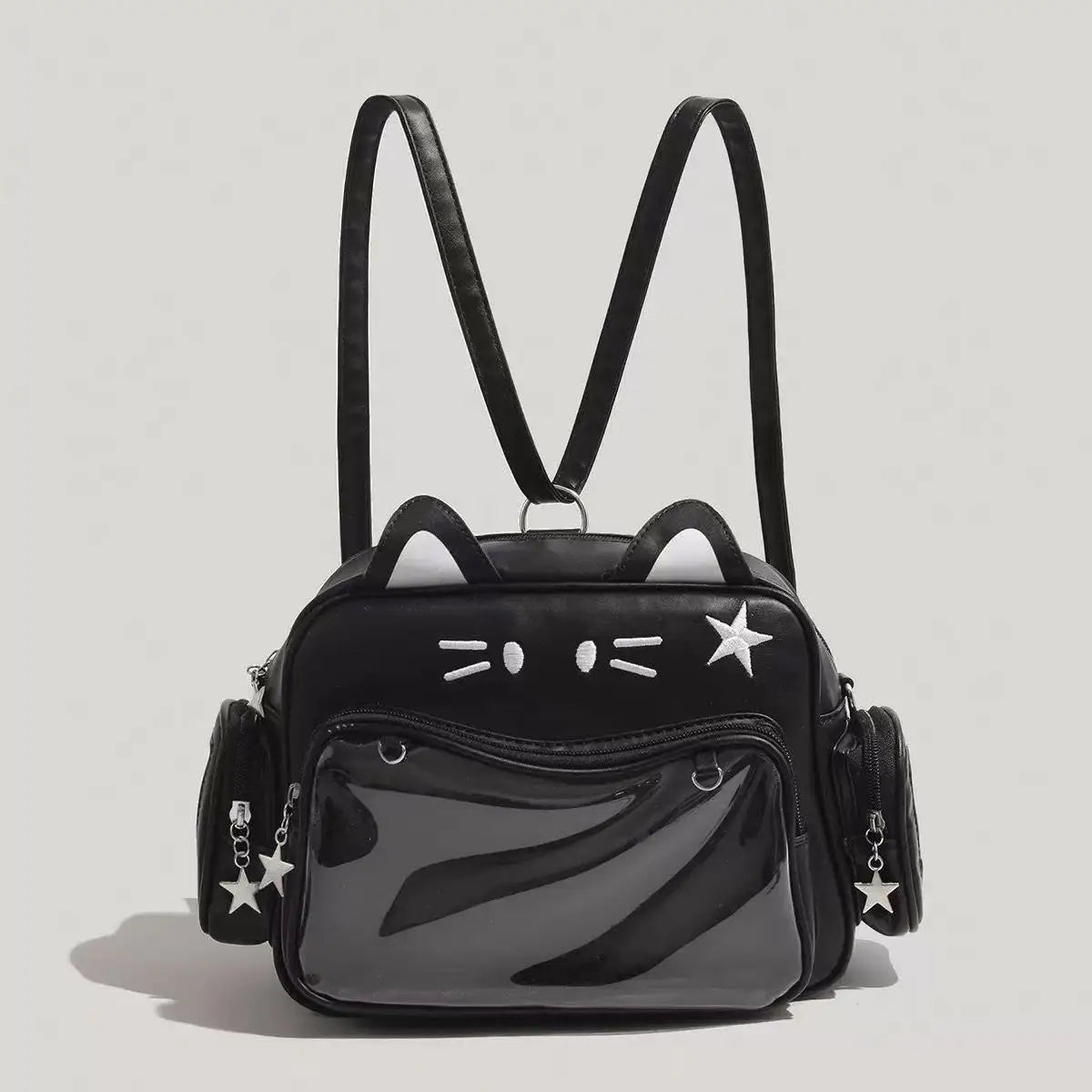 Sac à dos femme chat en similicuir brodé