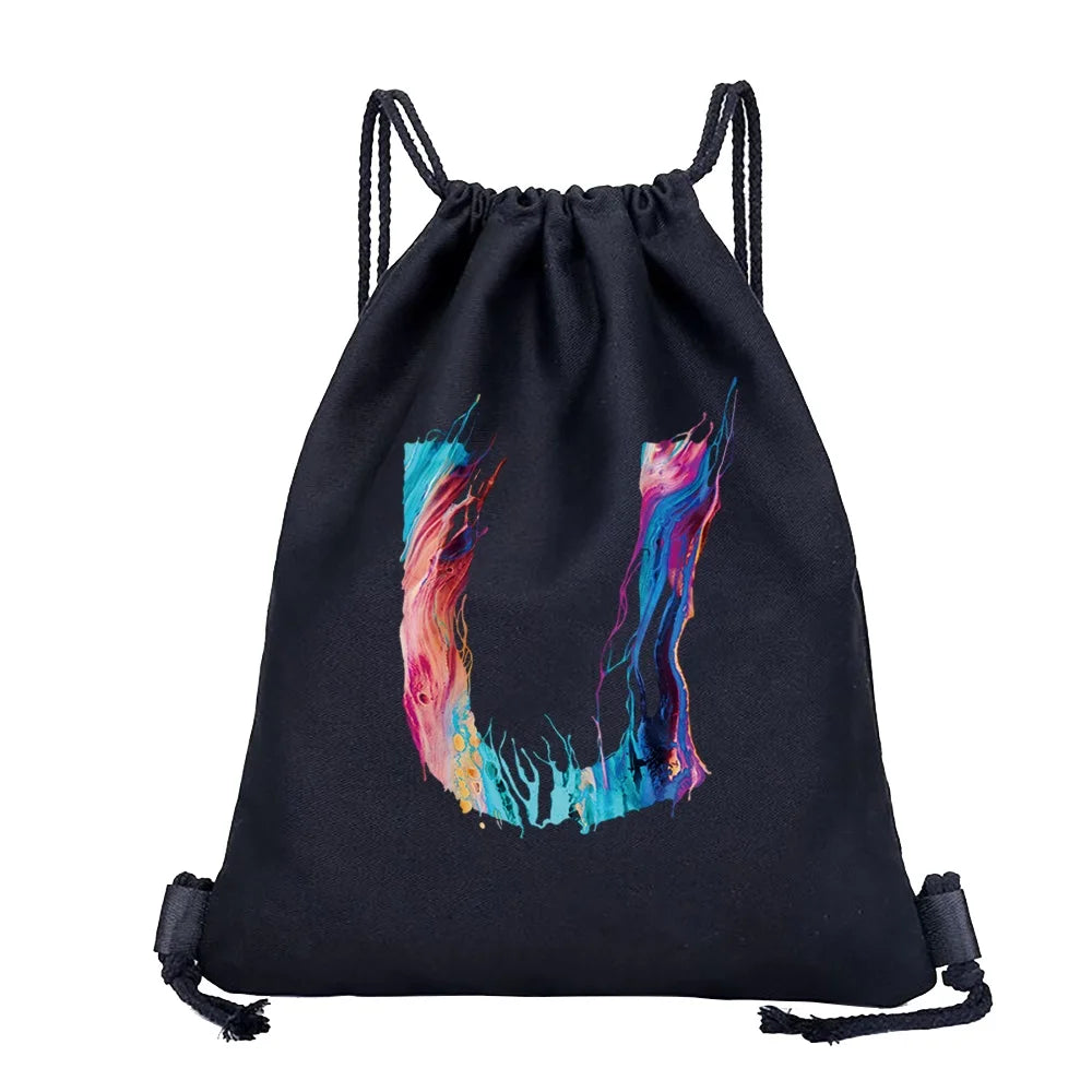 Sac à dos cordon de serrage à motif lettre colorée