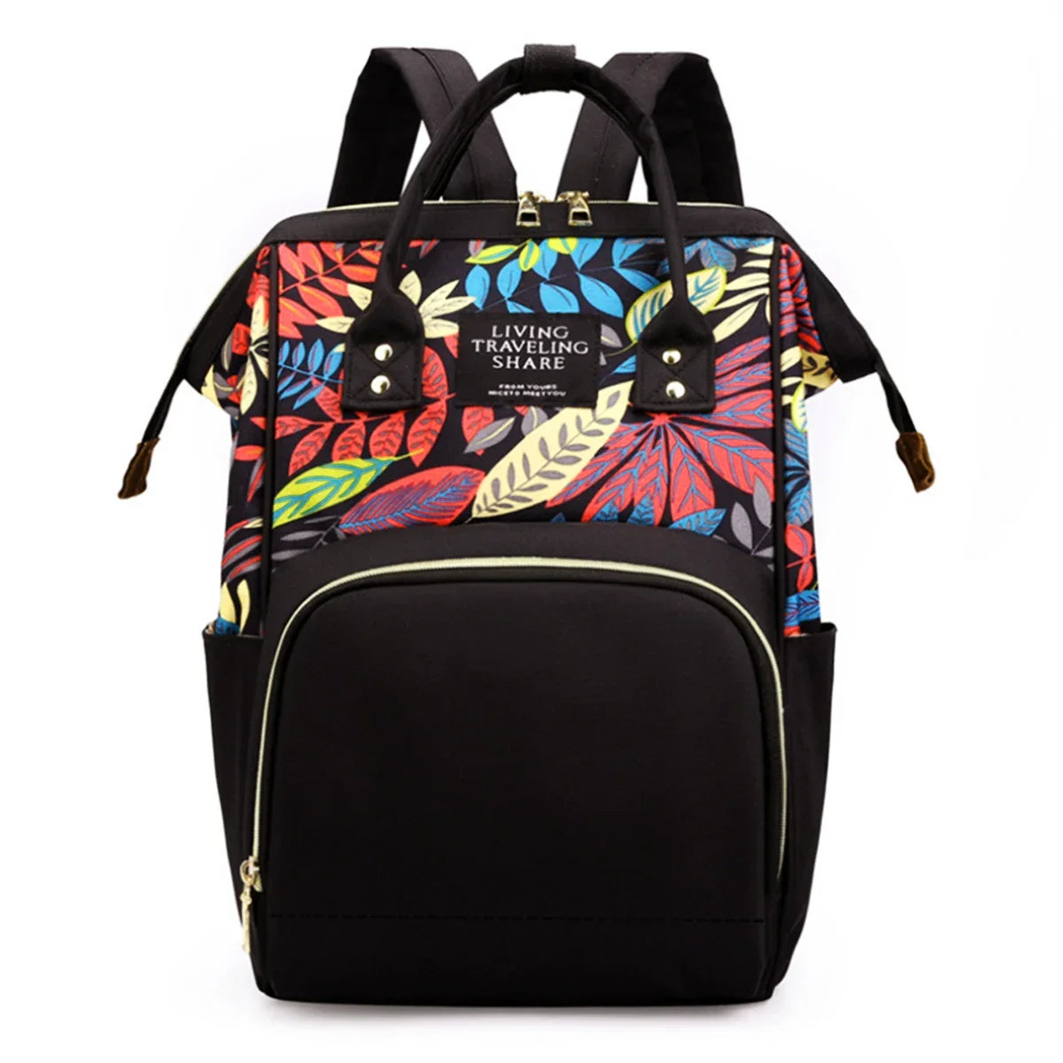 Sac à dos à langer motif feuillage