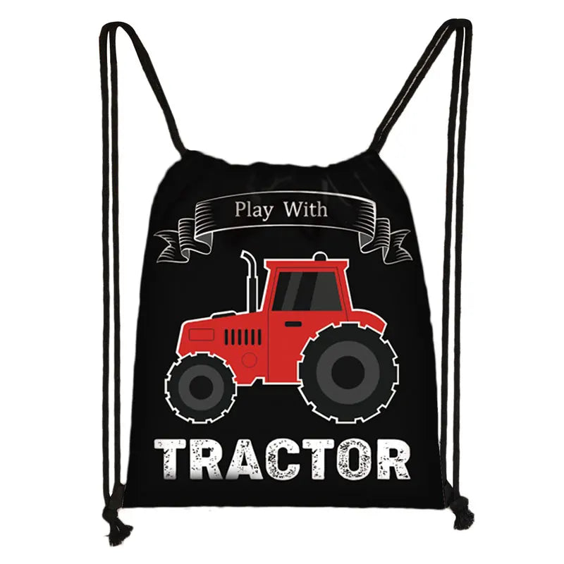 Sac à dos toile motif tracteur enfant