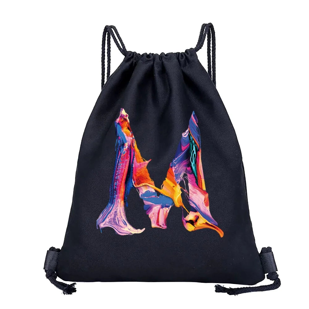 Sac à dos cordon de serrage à motif lettre colorée