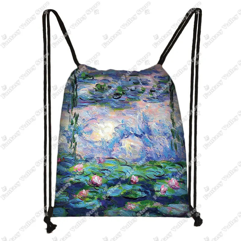 Sac à dos cordon toile motifs tableaux célèbres