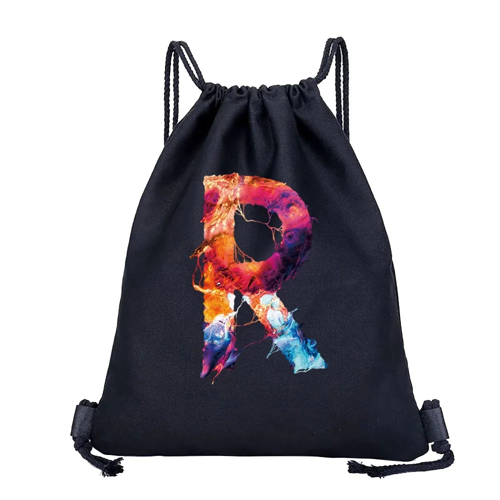 Sac à dos cordon de serrage à motif lettre colorée