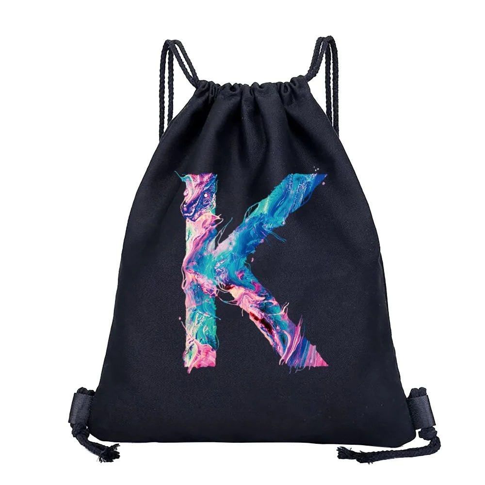 Sac à dos cordon de serrage à motif lettre colorée