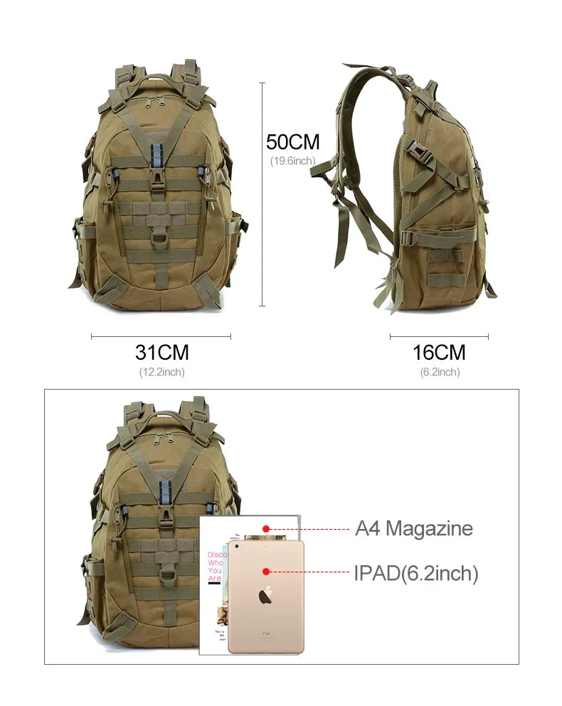 Sac à dos militaire 40L en nylon avec sangles molle