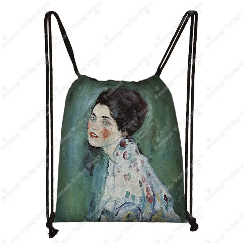 Sac à dos cordon toile motifs tableaux célèbres
