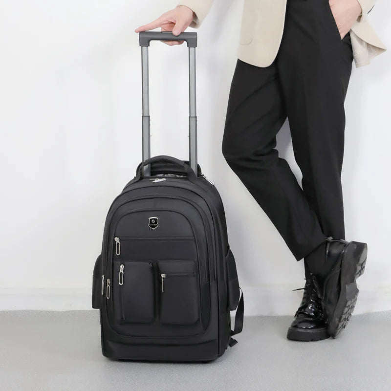Sac à dos homme à roulettes en toile Oxford
