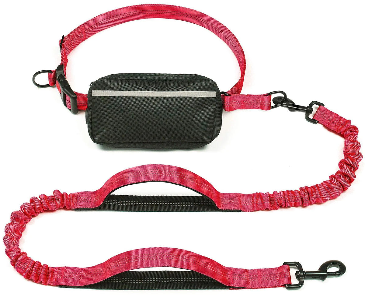Laisse mains libres pour chien avec ceinture et pochette