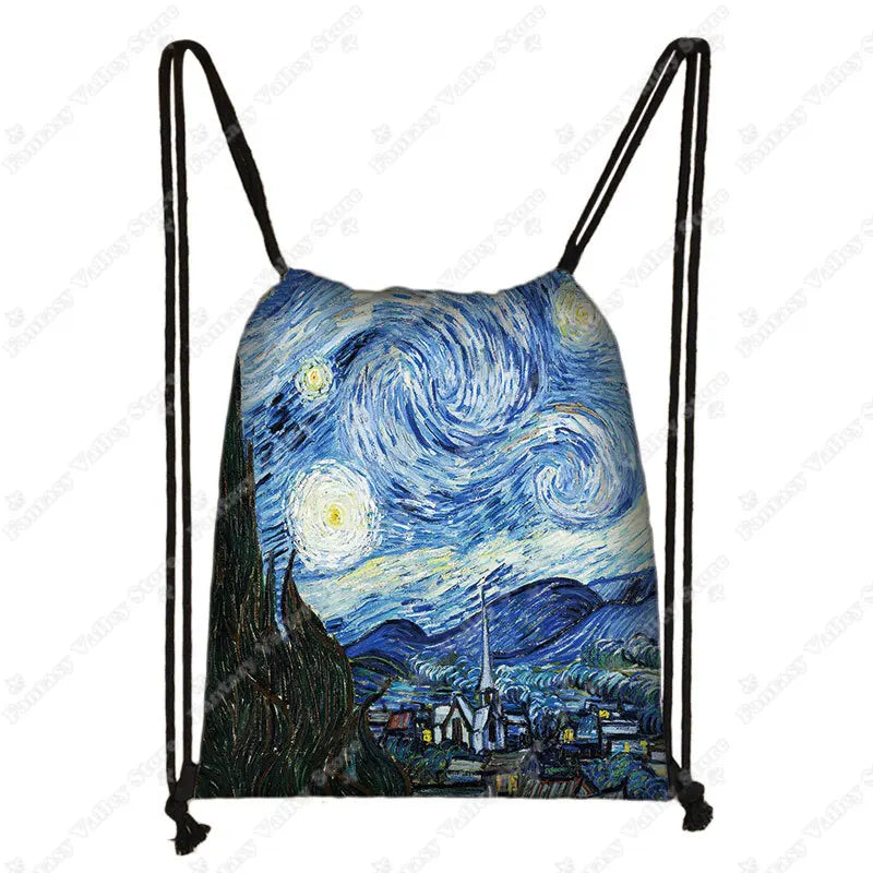 Sac à dos cordon toile motifs tableaux célèbres