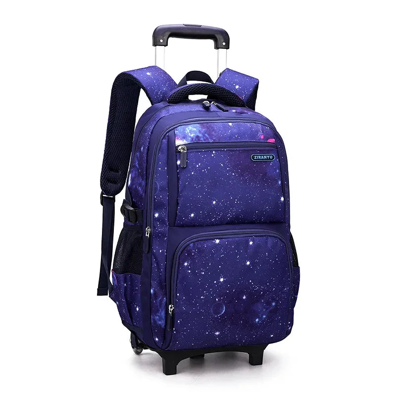 Sac à dos à roulettes garçon motif galaxie