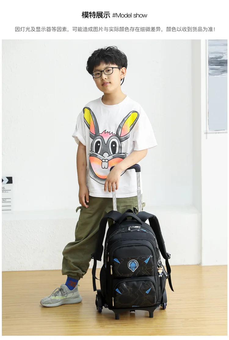 Sac à dos à roulettes enfant en nylon