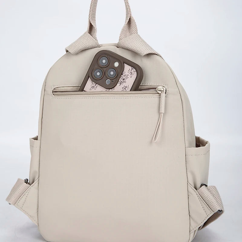 Petit sac à dos femme en nylon à poche avant zippée