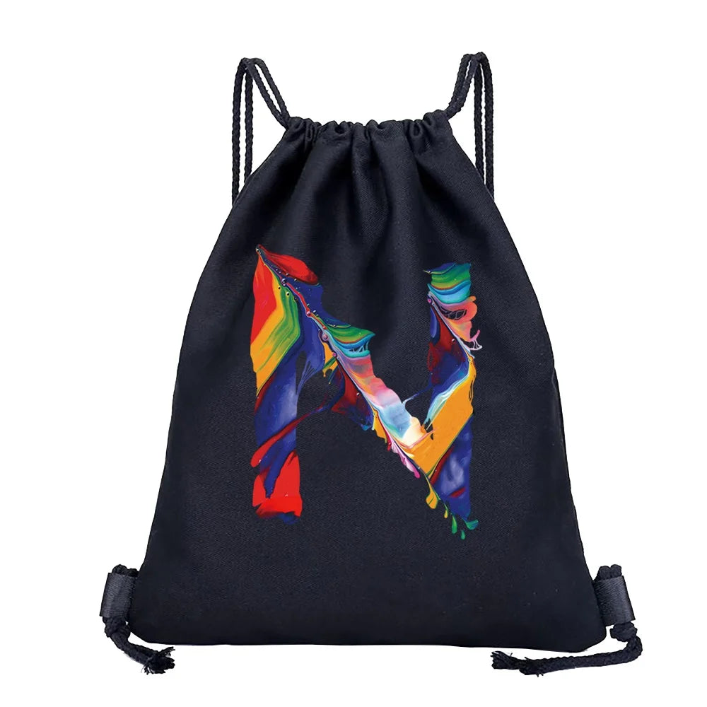 Sac à dos cordon de serrage à motif lettre colorée