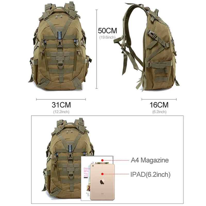 Sac à dos militaire 40L en nylon avec sangles molle