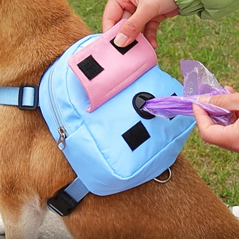Sac à dos chien en nylon avec laisse assortie