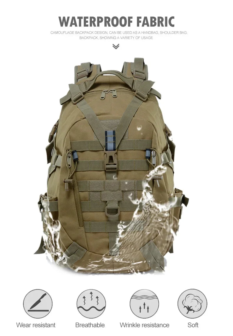 Sac à dos militaire 40L en nylon avec sangles molle